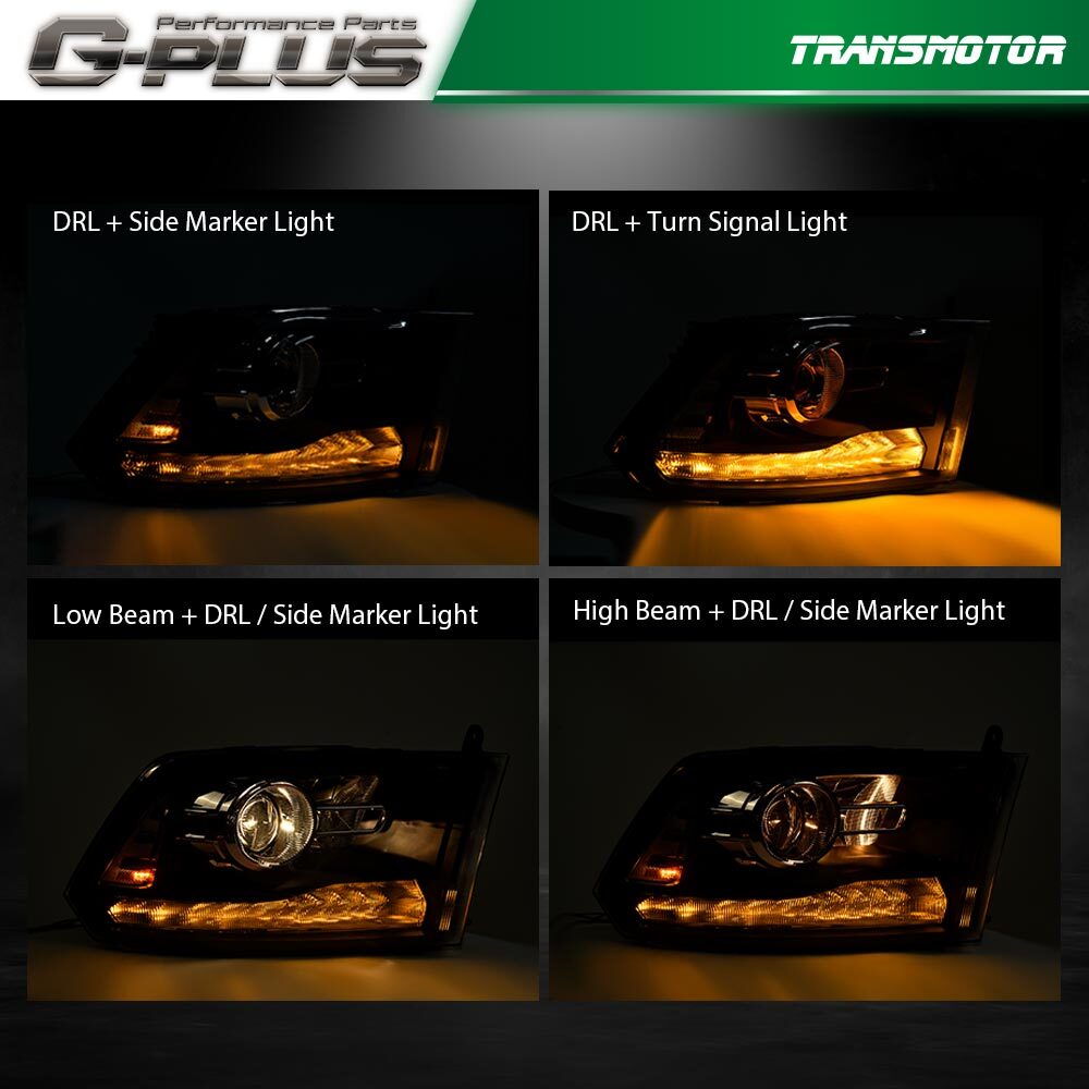 2013-2018 for Ram 1500 2500 3500 Black Puhua LED DRL