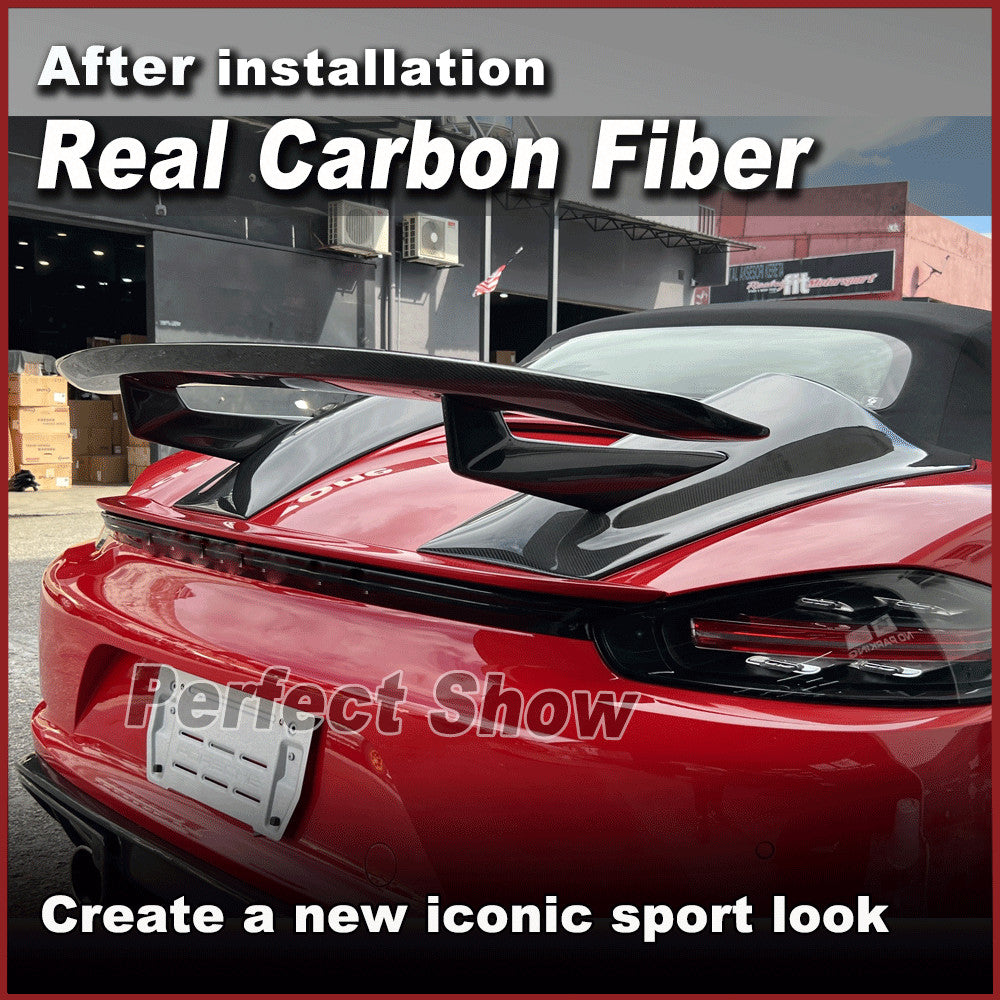 Matt REAL Carbon Rear Trunk Spoiler Wing Fit for Porsche 718 2016-2021