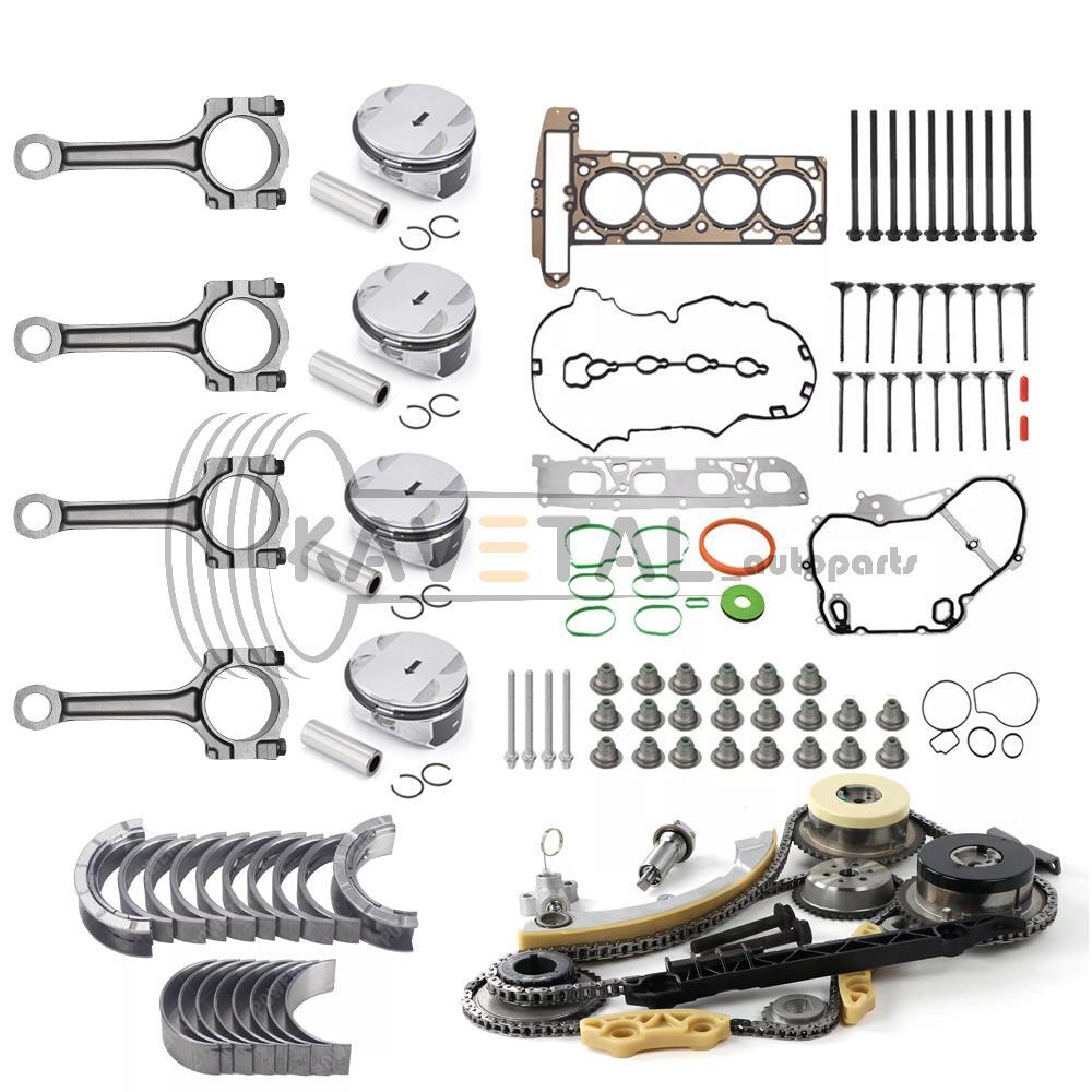 2.4L Engine Overhaul Rebuild Kit w/ Rods Timing Chain VVT for Chevy for Buick for GMC