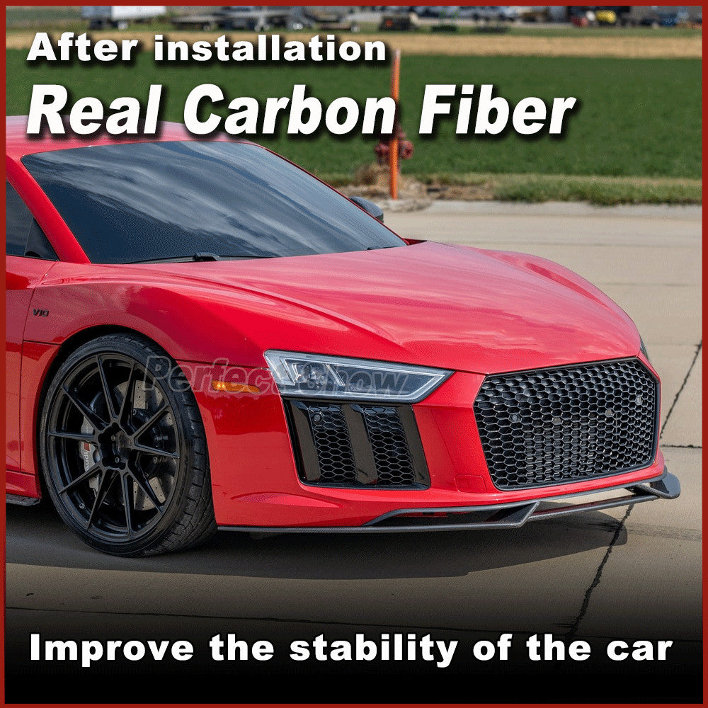 Fit for Audi R8 V10 MK2 2016-2019 Real Carbon Front Bumper Lip Splitters Spoiler