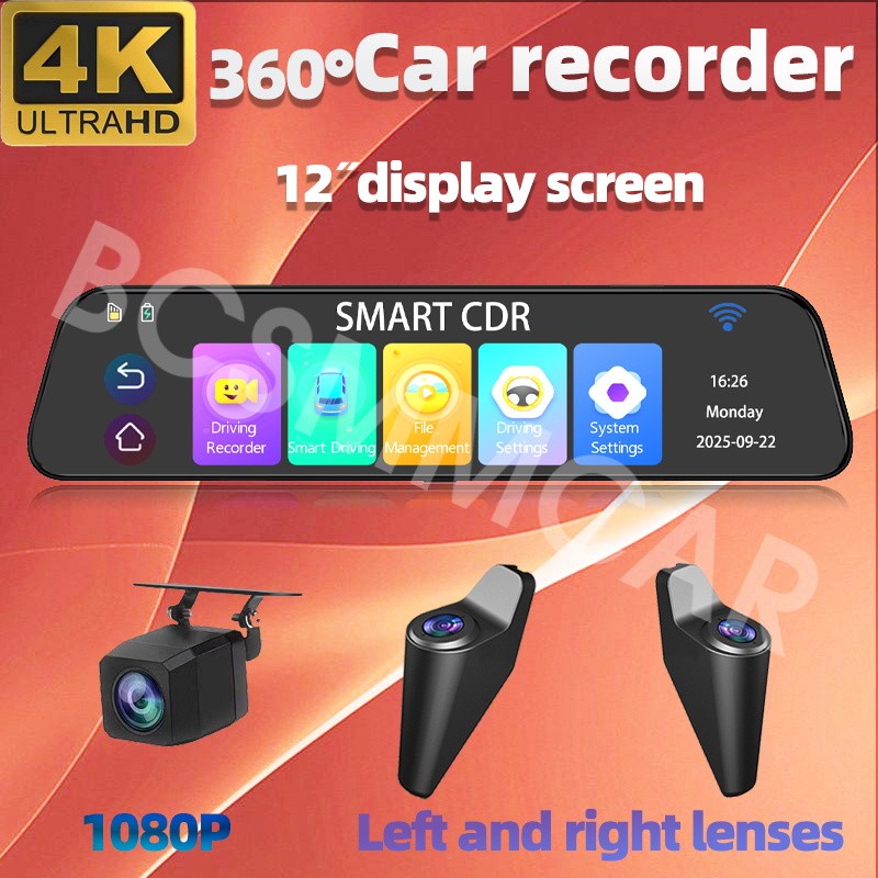 Car Rearview Mirror Video Recorder Touch Screen 4 Channel WIFI ADAS W/Cam