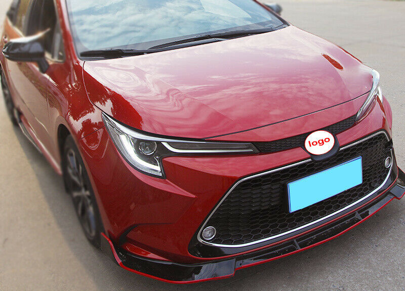for Toyota for Corolla 2019-2022 Black+Red Front Bumper Lip Splitter Spoiler Refit