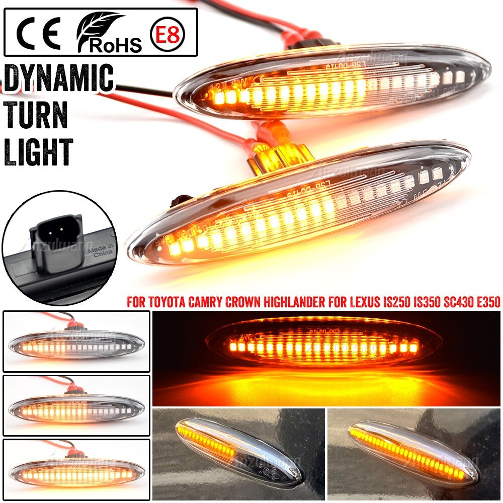 Dynamic Side Marker Turn Light for Lexus SC430 E350 for Toyota Crown Highlander Mark