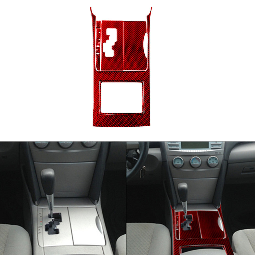Red Carbon Fiber Gear Shift Panel Cover Trim Type A for Toyota for Camry 2007-2011