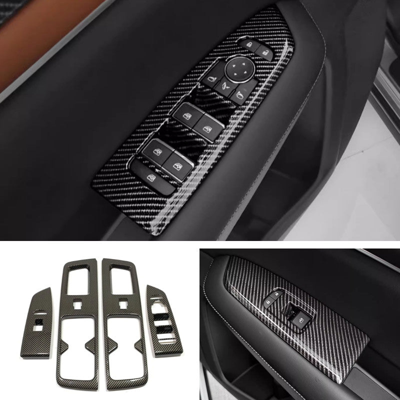4P Carbon Fiber Door Window Switch Panel Cover Trims for Nissan Pathfinder 22-24