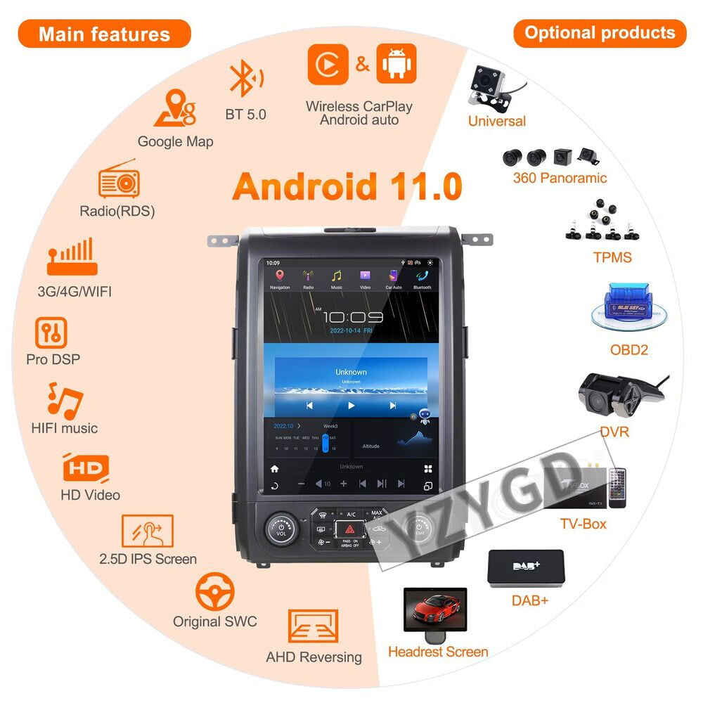for Ford F150 2013-14 Android Carplay Car Radio Screen 2Din Stereo Receiver 128G
