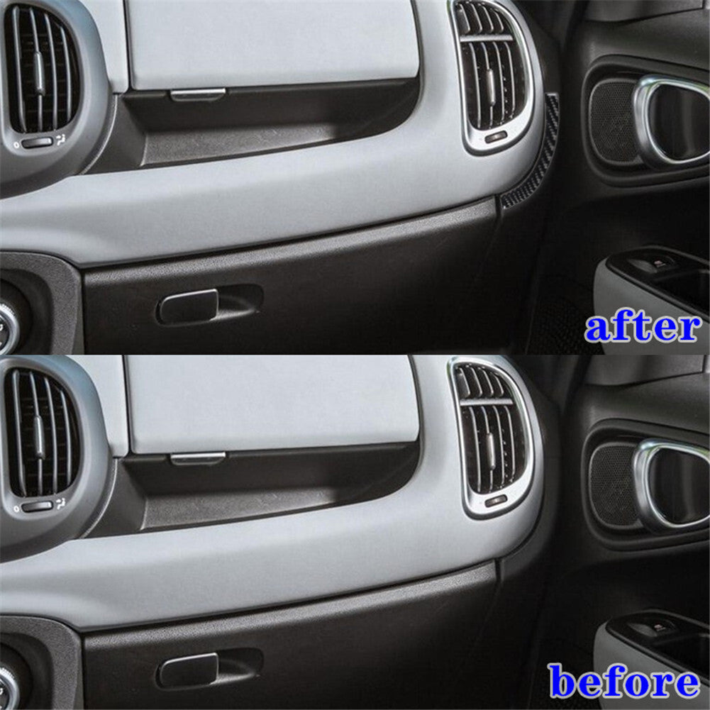 Carbon Fiber Interior Right of Decor Glove Box Cover Trim for Fiat 500L 2014-17