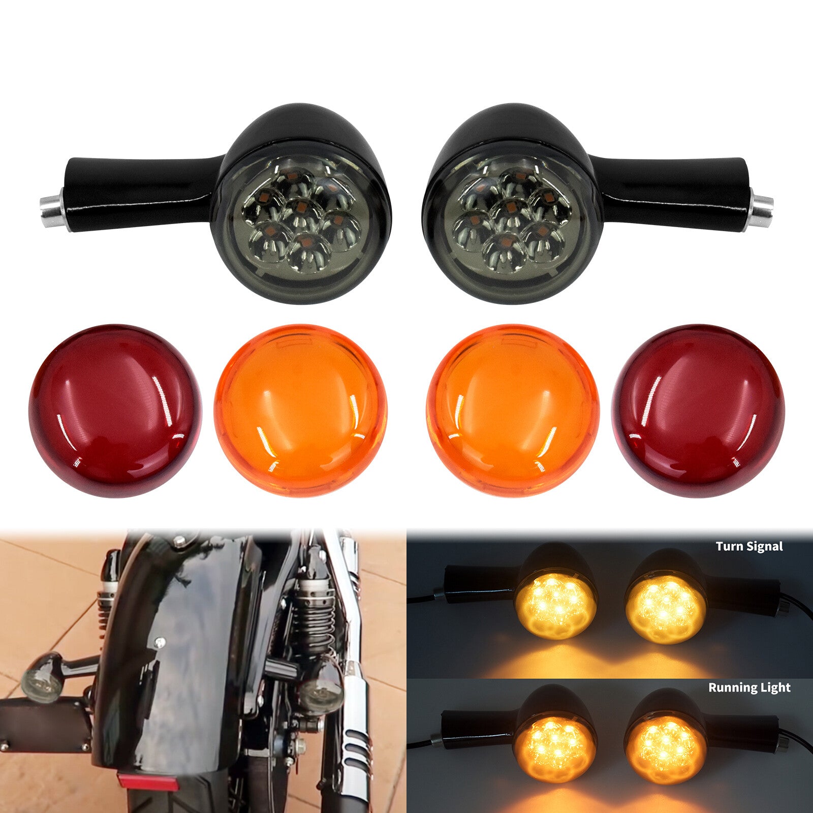 Black Long Bracket Rear Turn Signals Light for Harley Sportster 883 1200 92-2022