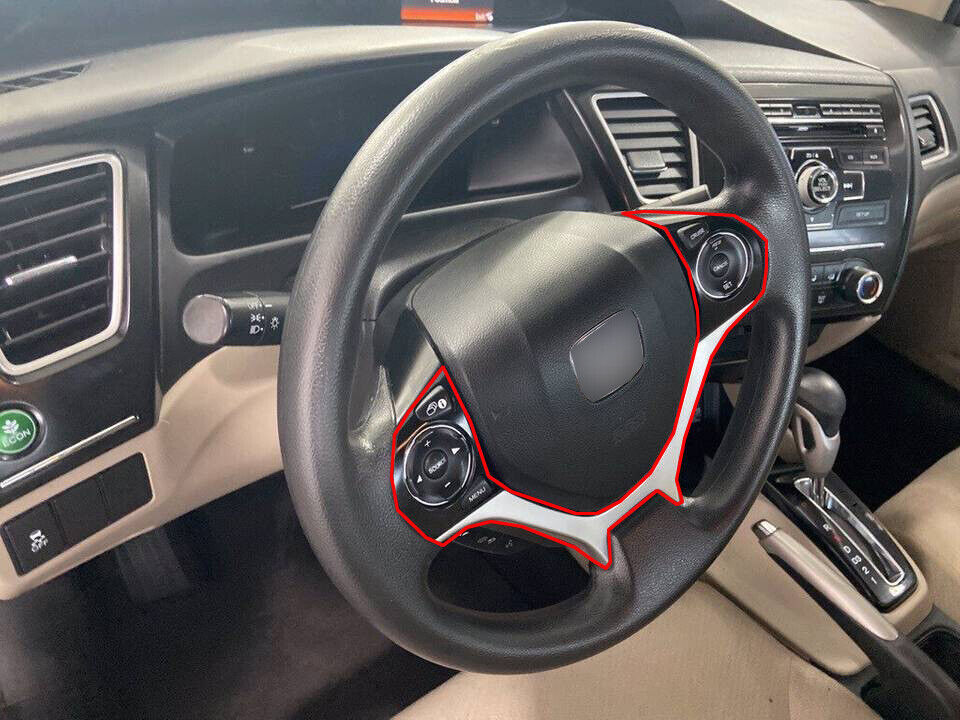 Carbon Fiber Interior Steering Wheel Frame Cover Trim for Honda for Civic 2012-15