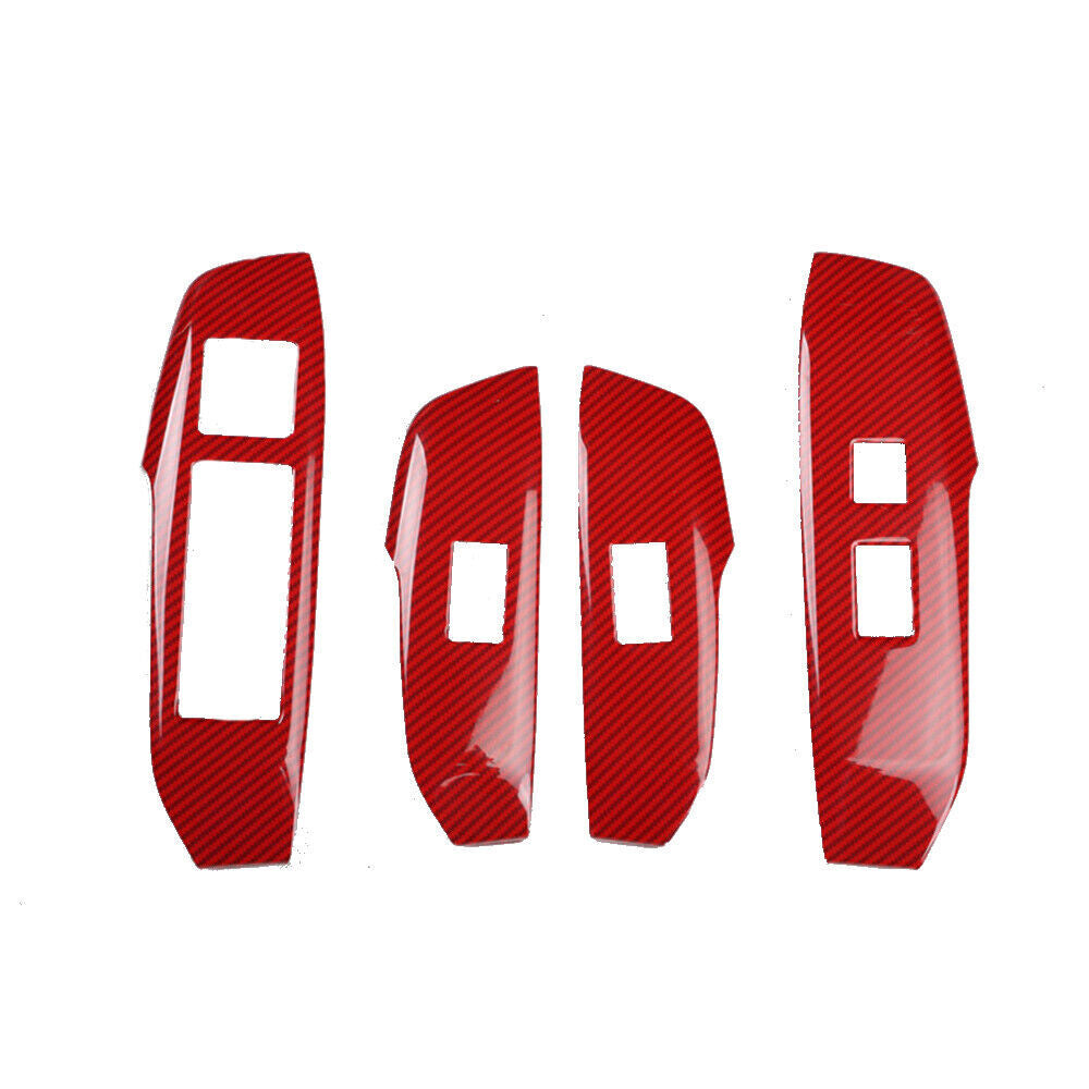 Glass Window Lifting Lock Panel Trim Fit for Lexus NX 2015-2020 Red Carbon Fiber