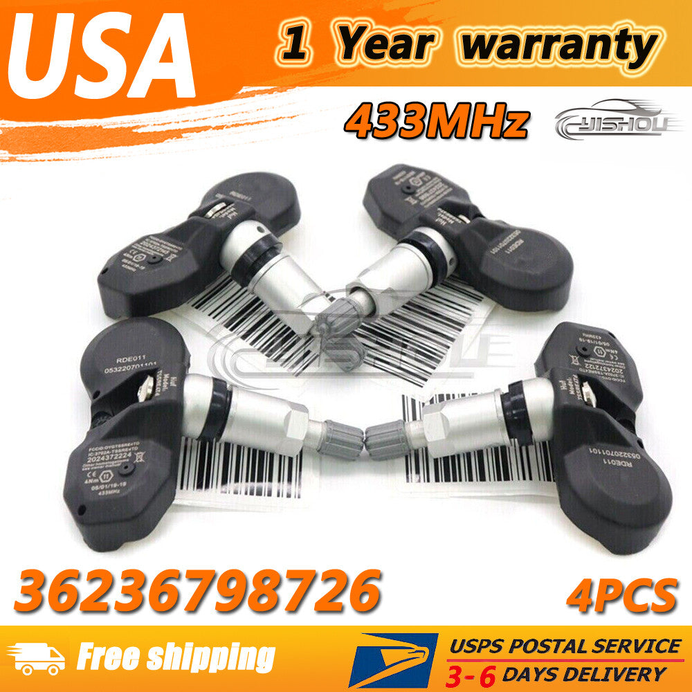 4pcs Tire Pressure Sensor TPMS for BMW 328i 335i 528i 550i 750i X5 3623-6798-726