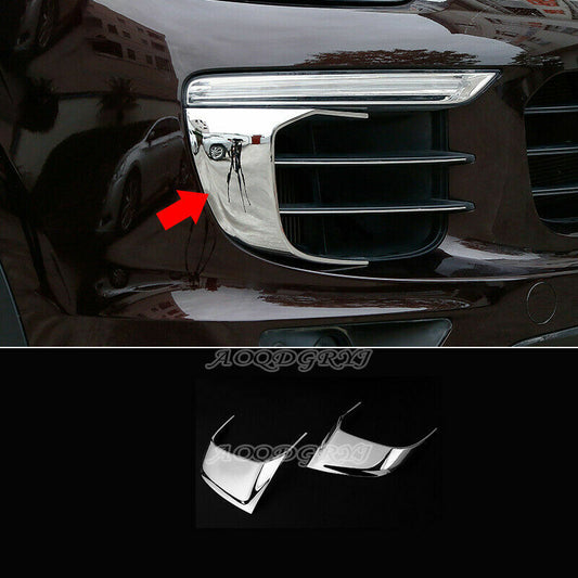 for Porsche for Cayenne 2015 2016 2017 Chrome Side Front Fog Lamp Grille Trim Cover