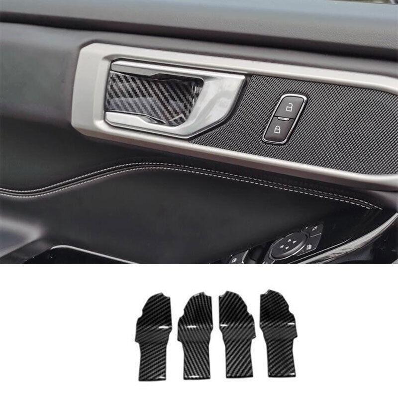 Inner Door Bowl Cover Trim 4X Fit for Ford Explorer 2020-2022 ABS Carbon Fiber