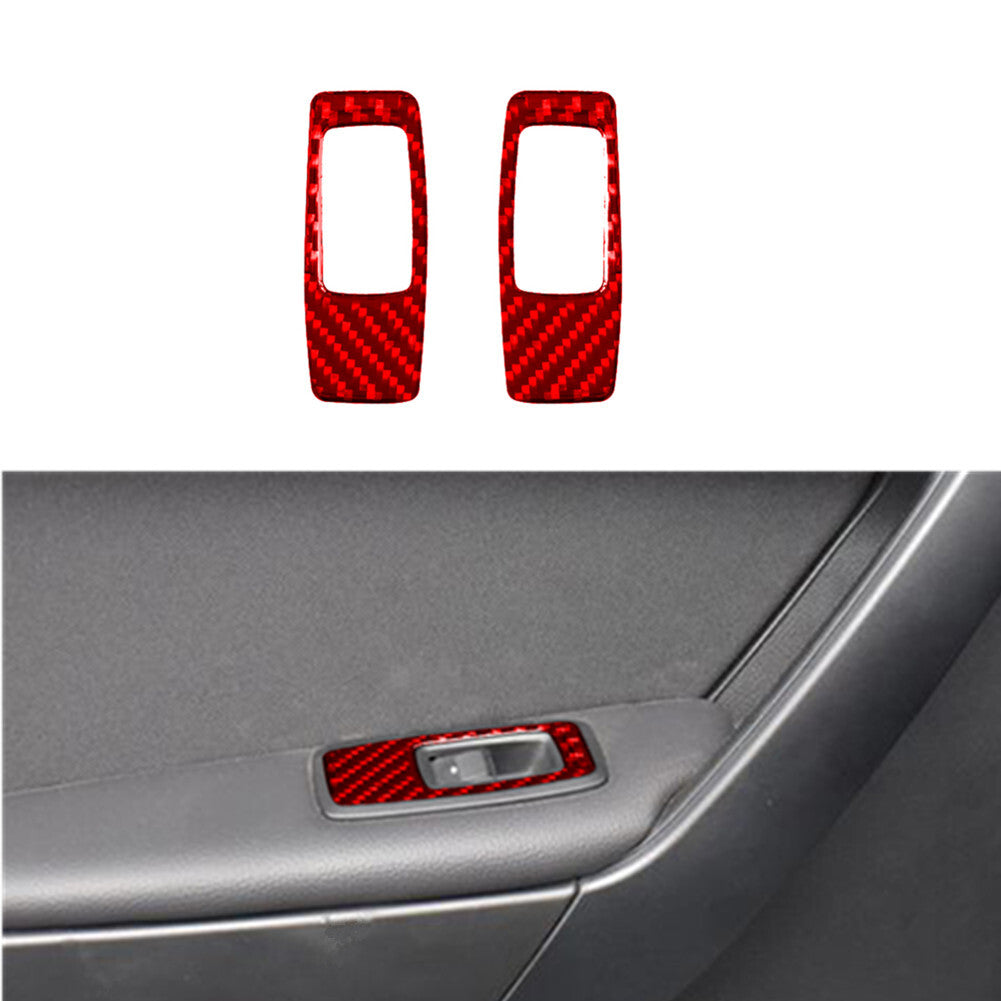 2X Red Carbon Fiber Door Switch Inner Frame Cover Trim for Ford Ranger 2019-2022