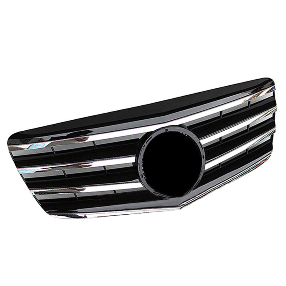 4-PIN Front Grille Grill Chrome Black for Mercedes-Benz E-Class W211 2007-2009