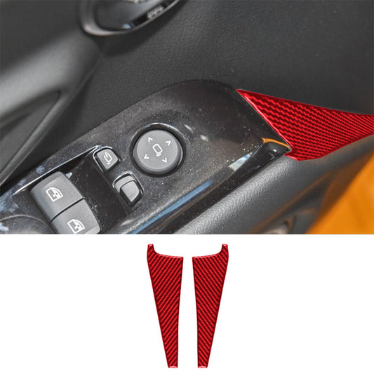 2Pcs Red Carbon Fiber Door Armrest Cover Trim for Toyota Supra A90 2019-2022