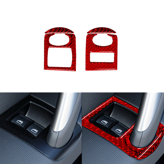 Red Carbon Fiber Window Lifting Control Panel Cover Trim for Audi TT 2008-2014