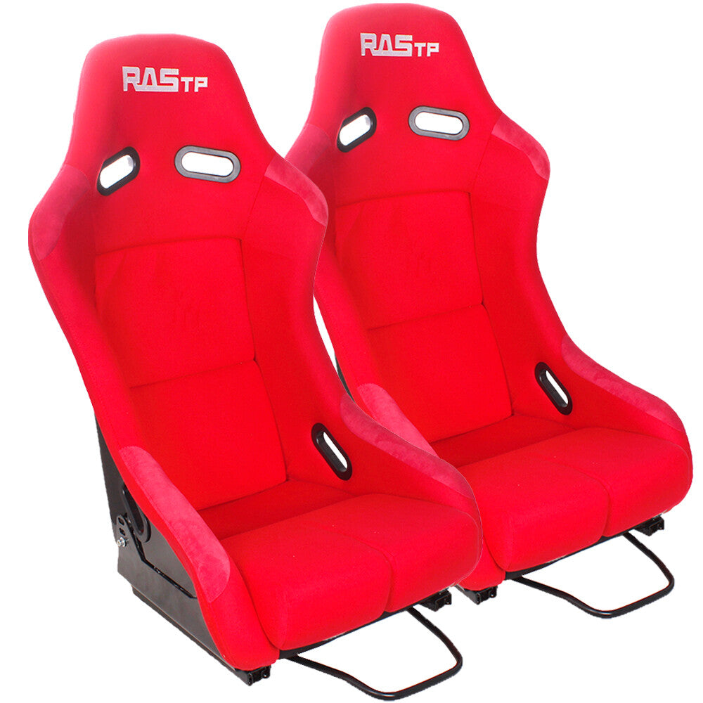1Pair Red Universal Racing Adjustable Bucket Reclinable Seats  Slider Rail