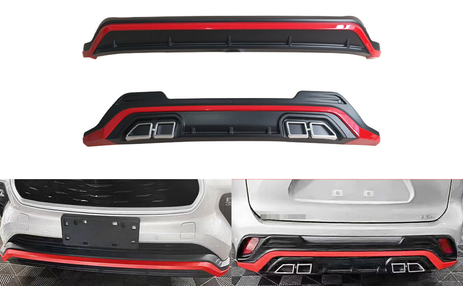 2P ABS Front Rear Skid Plate Bumper Guard Bar Trim for Toyota Highlander 20-2024