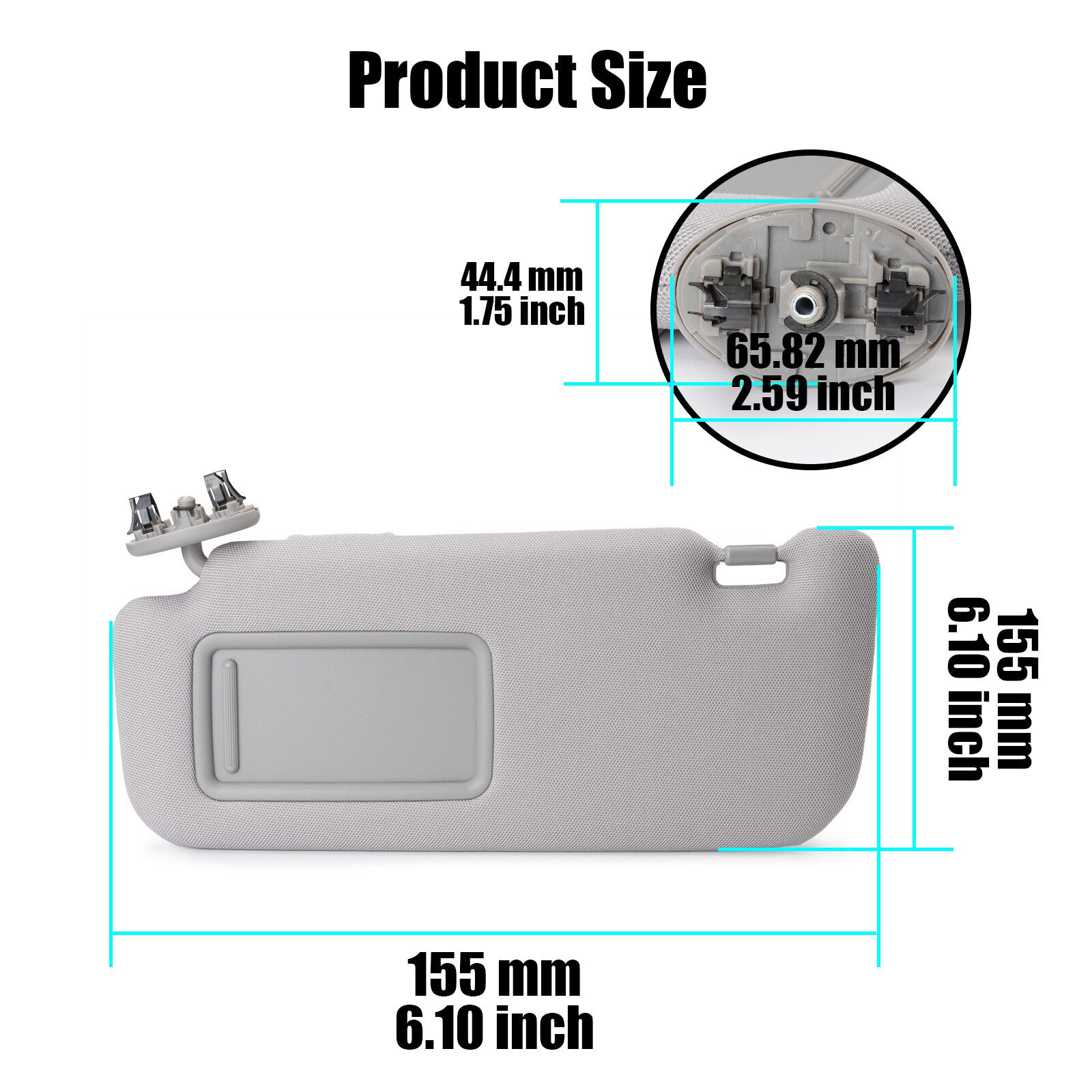 Grey Left Driver Side Sun Visor 74320-02711-E0 For 2009-2013 for Toyota for Corolla 1.8L