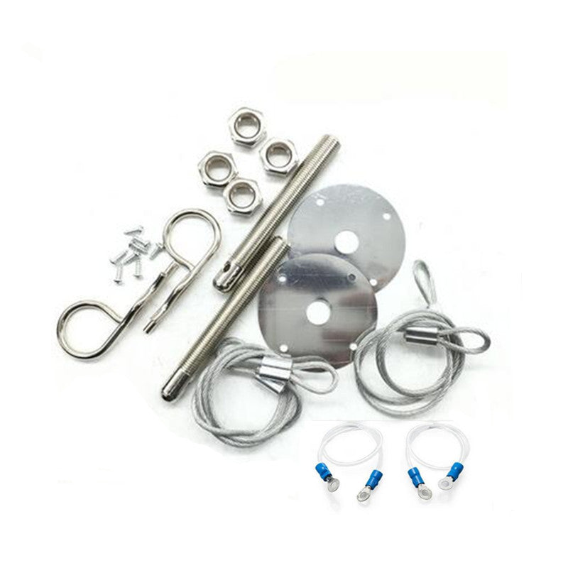 Car Plus Flush Hair Pin Style Hood Cover Latch Pin Steel wire Lanyards