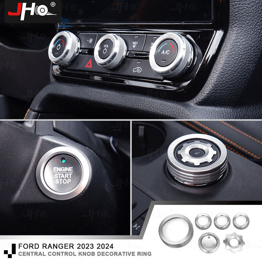 Silver Aluminum Central Control Knob Ring Cover Trim Decor For Ranger 2023-2024