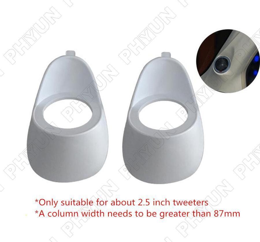2x 2.5 White Plastic Car Audio A Pillar Tweeter Inverted Mold Two-way Brackets