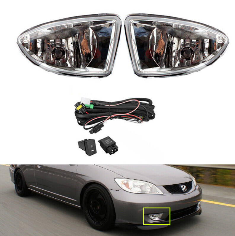 LED Fog Lights With Bumper Switch Harness Wiring Kit for Honda for Civic 2004-2005
