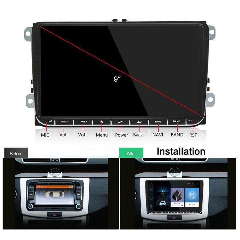 Car Carplay 9inch 2DIN WiFi Radio Android 10.1 GPS Stereo Navigation MP5 1+16GB