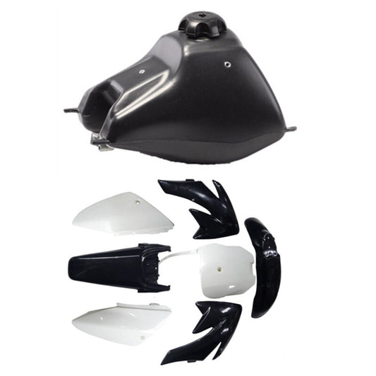 Plastic mudguard kit for CRF70 and XR70 Thumpstar Dirt Pit bicycles (125cc/140cc) with fuel tank.