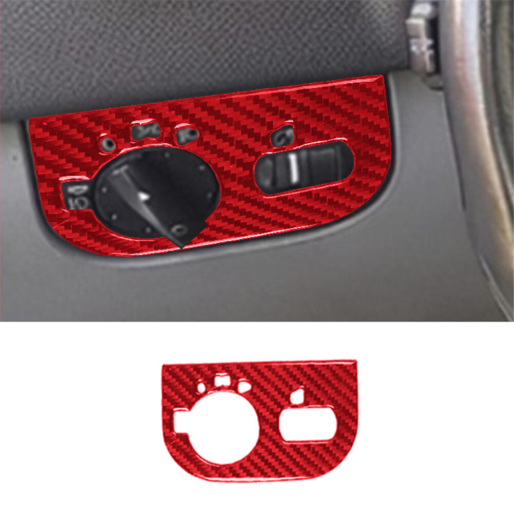 Carbon Fiber Headlight Switch Panel Trim Stickers for Audi TT 8N 2001-2006 Red