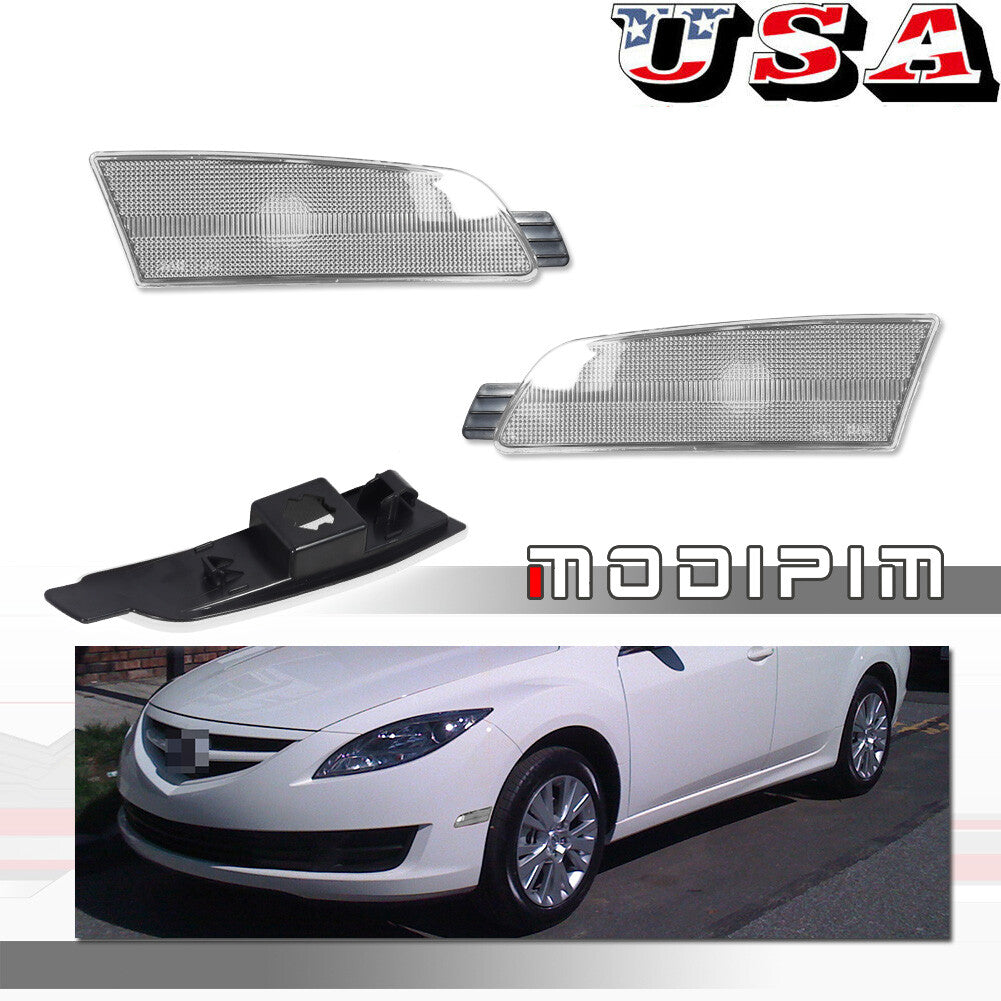 LH RH Clear Plastic Lens Front Marking Reflector Kit for 2009-2013 for Mazda 6