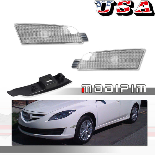 LH RH Clear Plastic Lens Front Marking Reflector Kit for 2009-2013 for Mazda 6