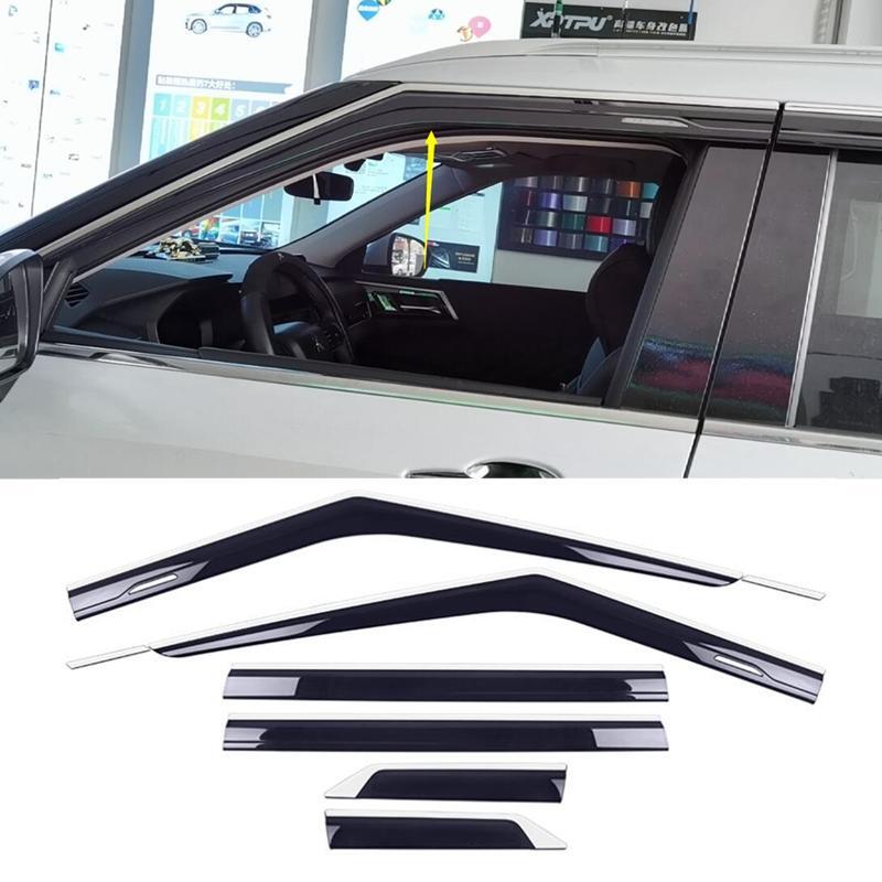 Visor Vent Shades Sun Rain Guard steel+black for Mitsubishi Outlander 2022-2023