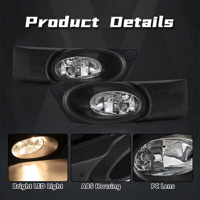 Front Bumper Lamp Fog Light w/ Bulb Bezel for Honda Fit Jazz Shuttle 2011-2016
