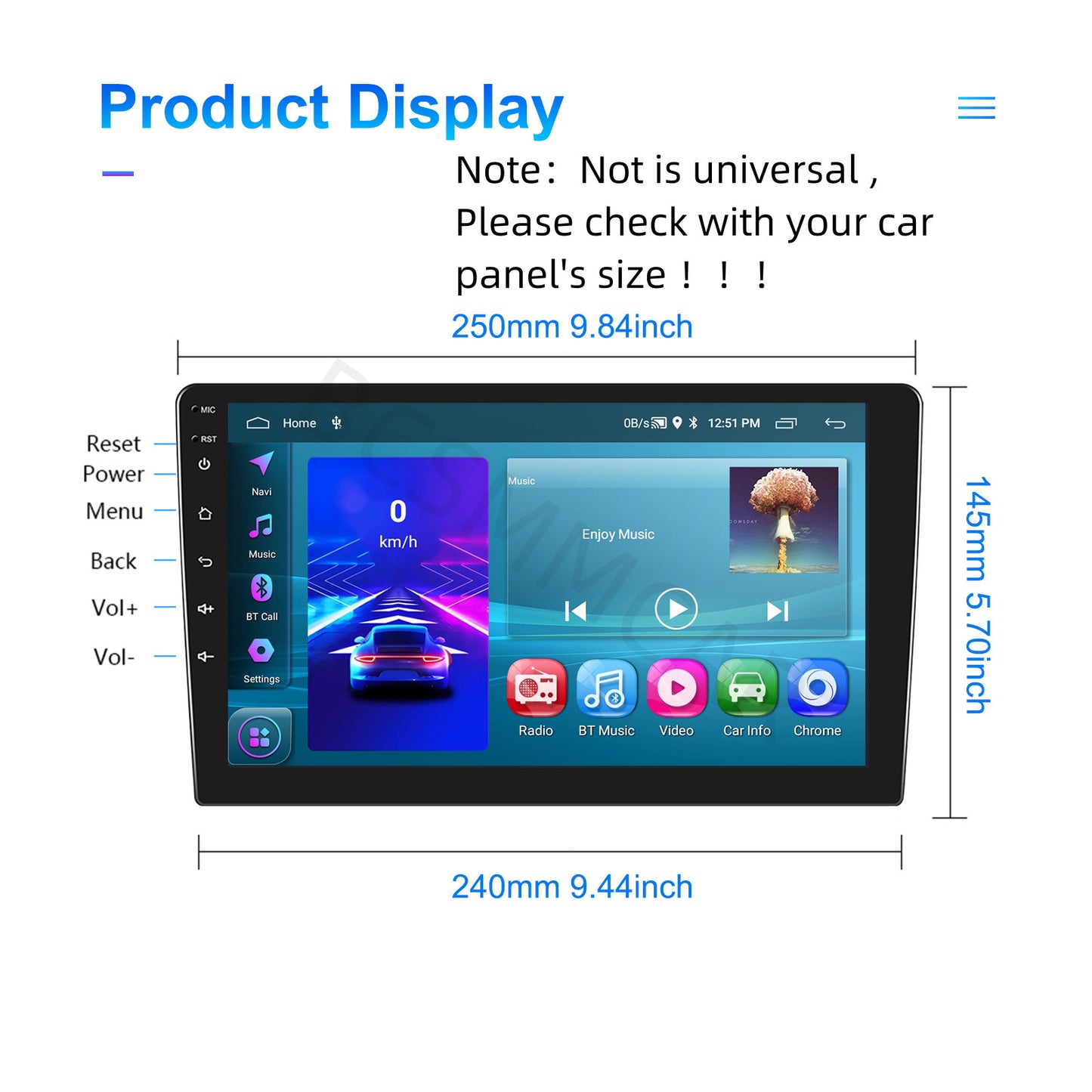 10in Car Stereo Radio Touch Screen Android 13 For Carplay GPS Navigation WIFI