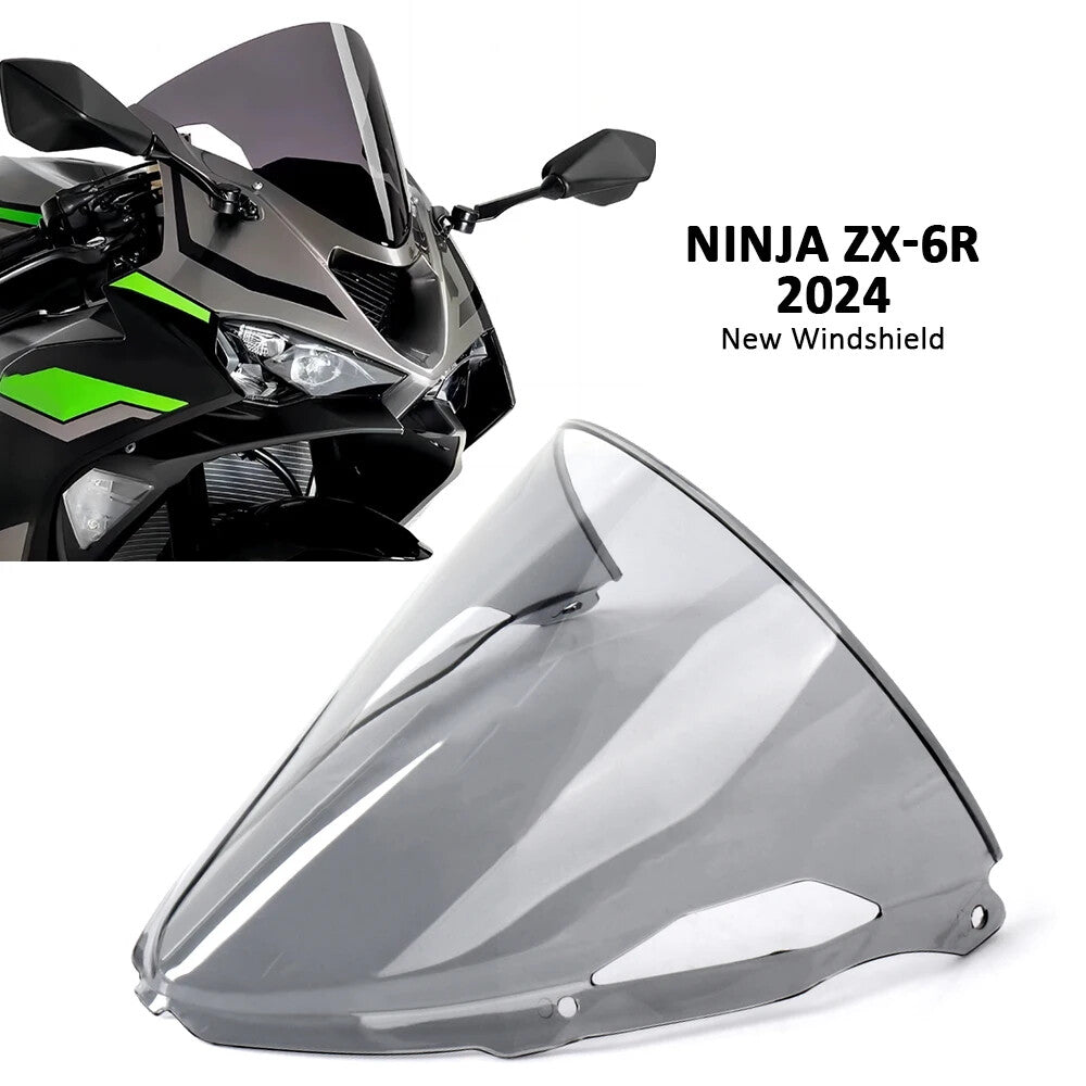 Sport Windshield Visor Transparent Smoky Windscreen for Kawasaki ZX6R 2024
