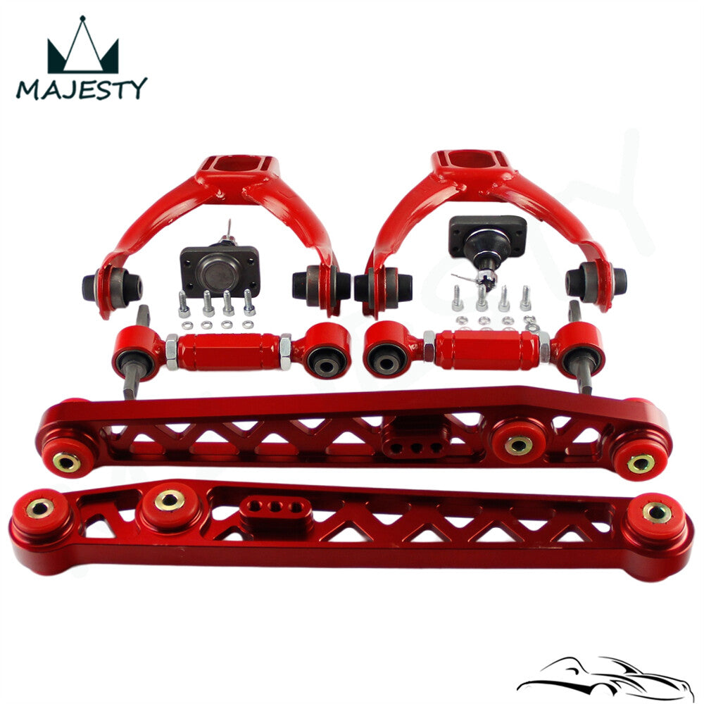 Lower Control Arm LCA+Front Upper+ Rear Camber Kit For 96-00 for Honda for Civic EK Red
