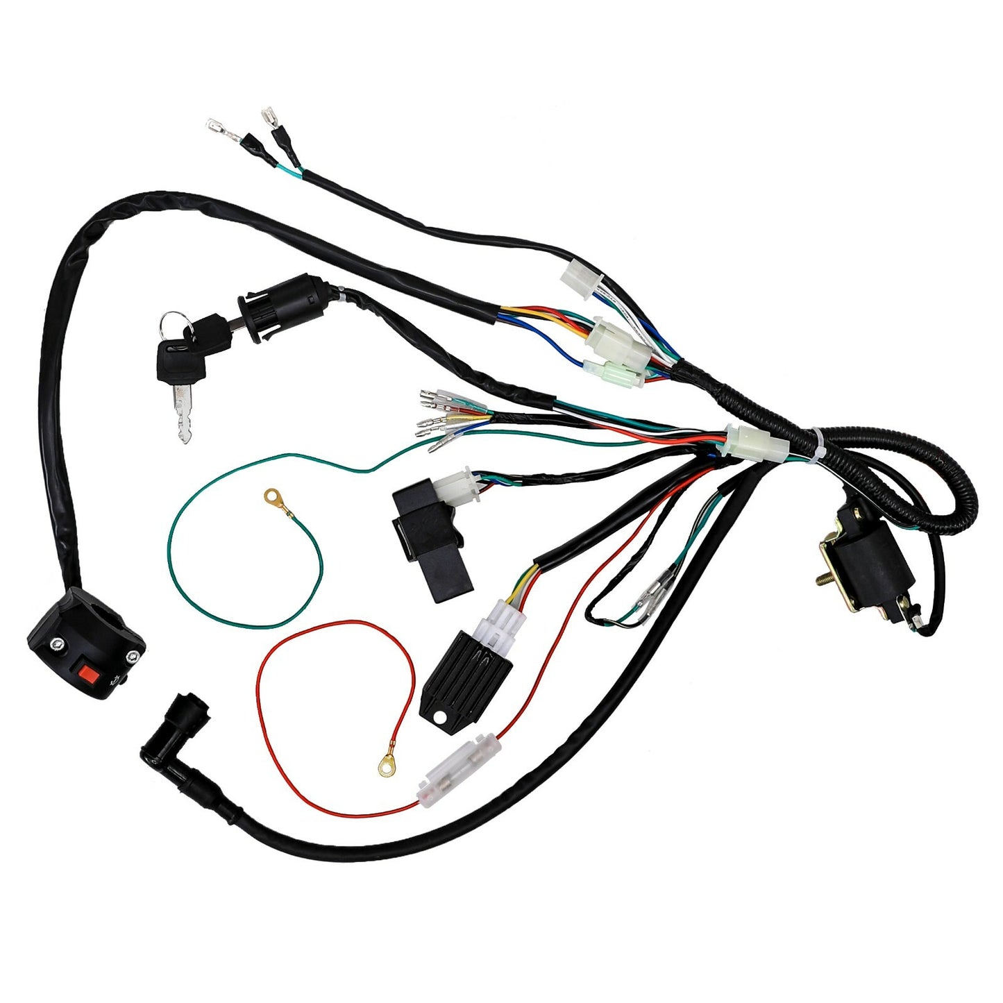CDI wiring harness with rectifier and optocoupler suitable for 50cc and 125cc displacement stunt motorcycles SSR, CRF50, and SDG-.