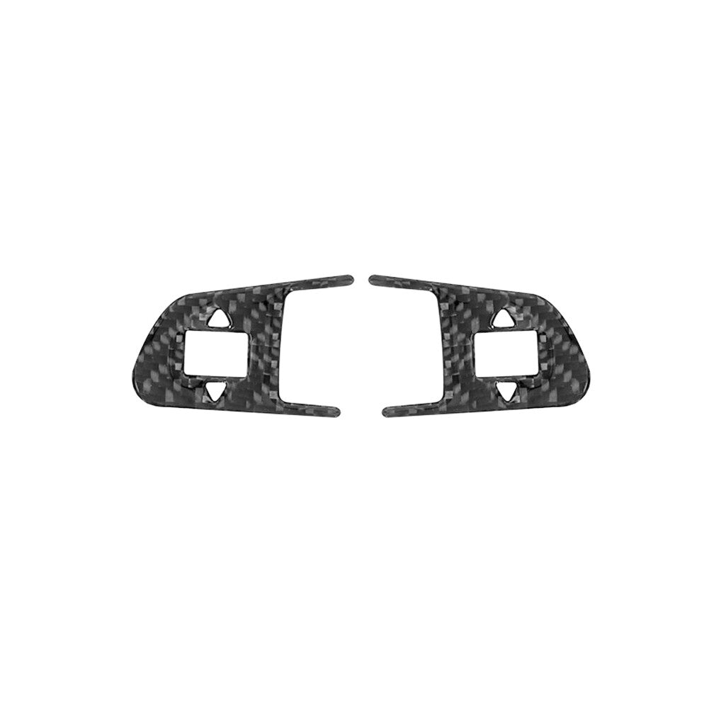 2Pcs Carbon Fiber Steering Wheel Buttons Cover Trim for Audi Q7 2007-2015