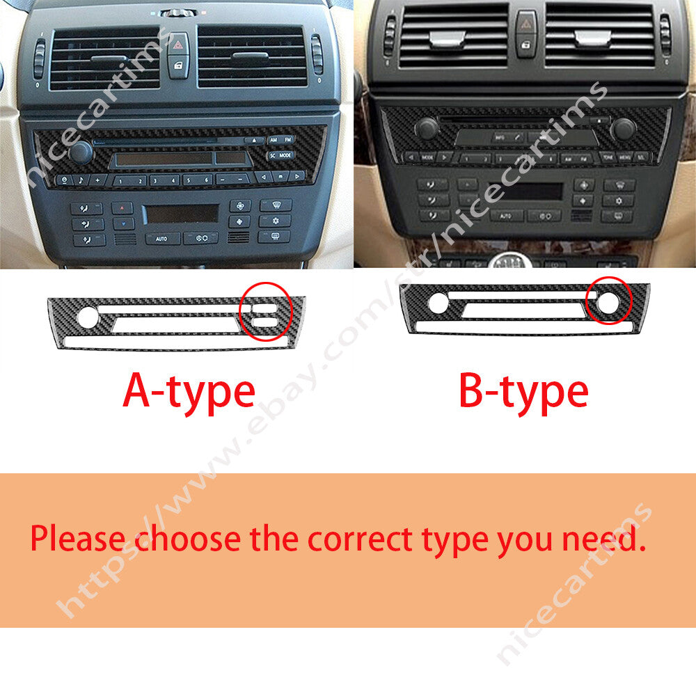 Red Carbon Fiber Central Control CD Switch Panel Cover for BMW X3 E83 2004-2010