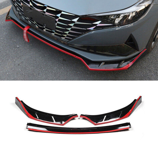 for Hyundai for Elantra 2021-23 BlackRed Front Bumper Lip Chin Splitter Spoiler Kit