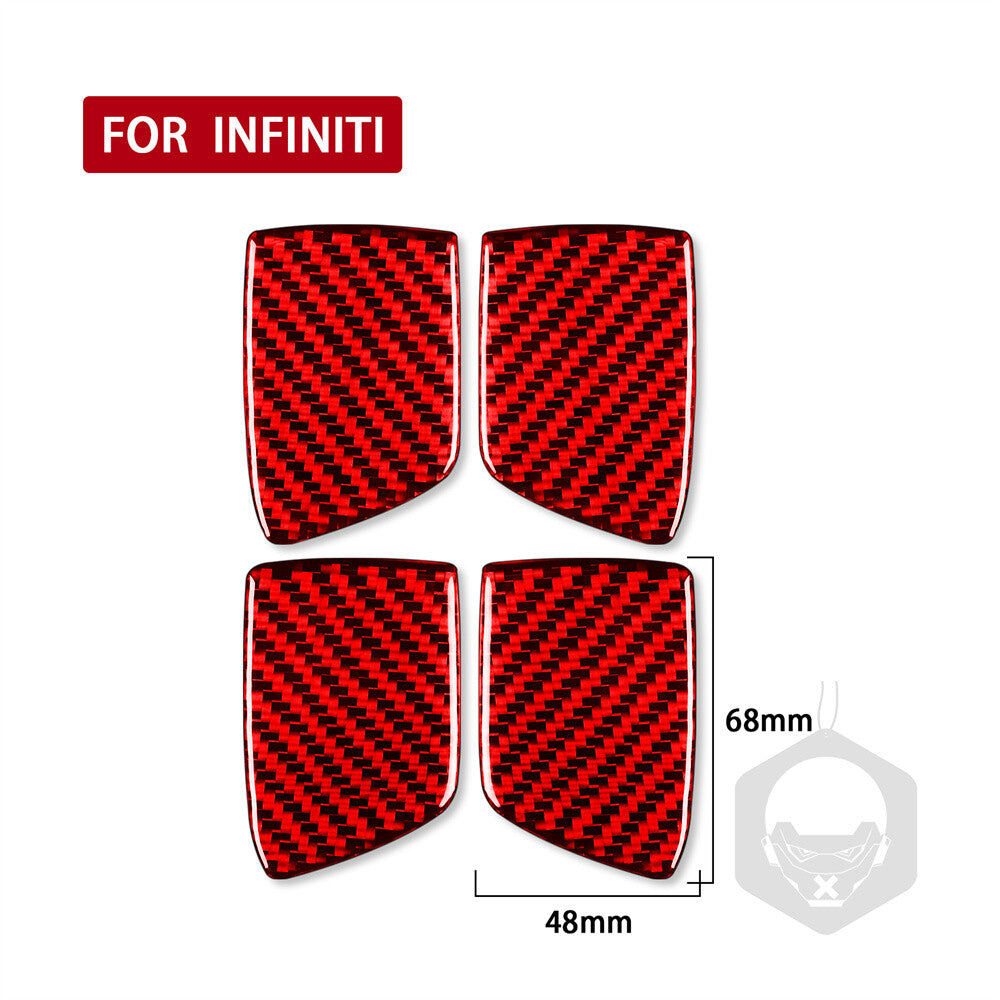 4¡ÁRed Carbon Fiber Interior Door Handle Bowl Trim for Infiniti G37 Sedan 2007-13
