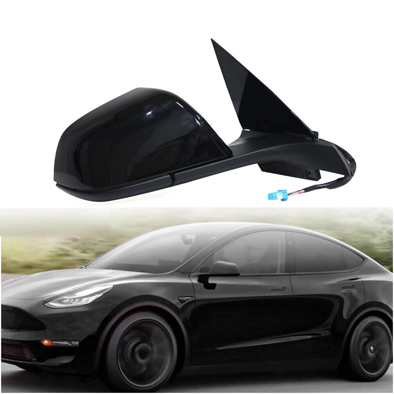 Black Right Side Mirror Heated Memory Power Fold for Tesla Model 3 M3 2021-2023