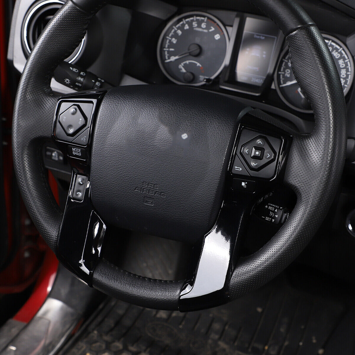 for Toyota Tundra/Tacoma 16-20 ABS Black Steering Wheel Button Frame Trim Cover