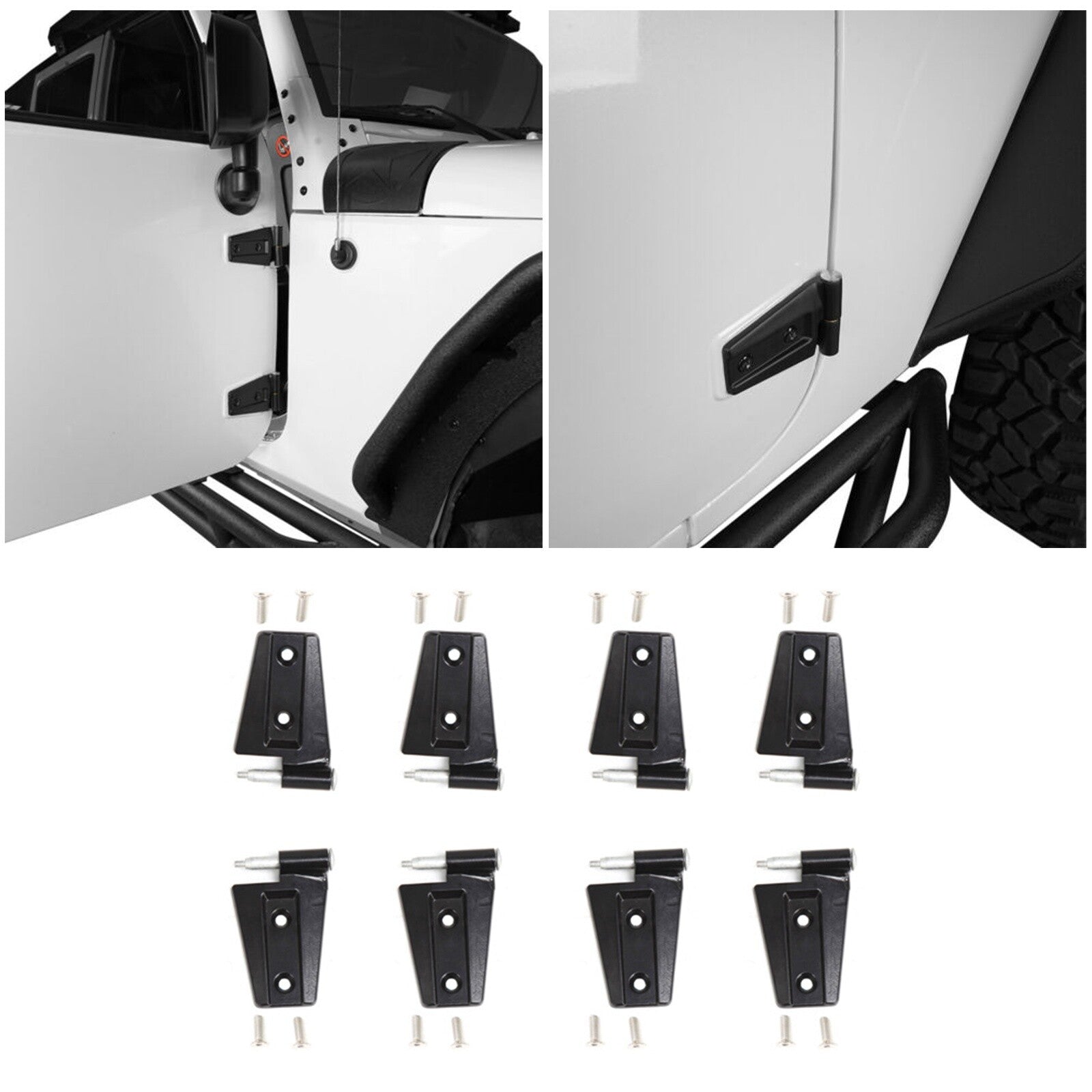 8PCS Steel Door Hinge Kit Inside  Outside for 2007-2018 for Jeep for Wrangler JK