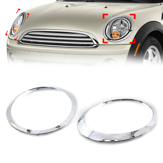 2x Chrome Headlight Trim Ring Fit for BMW for MINI R55 R56 R57 R58 R59
