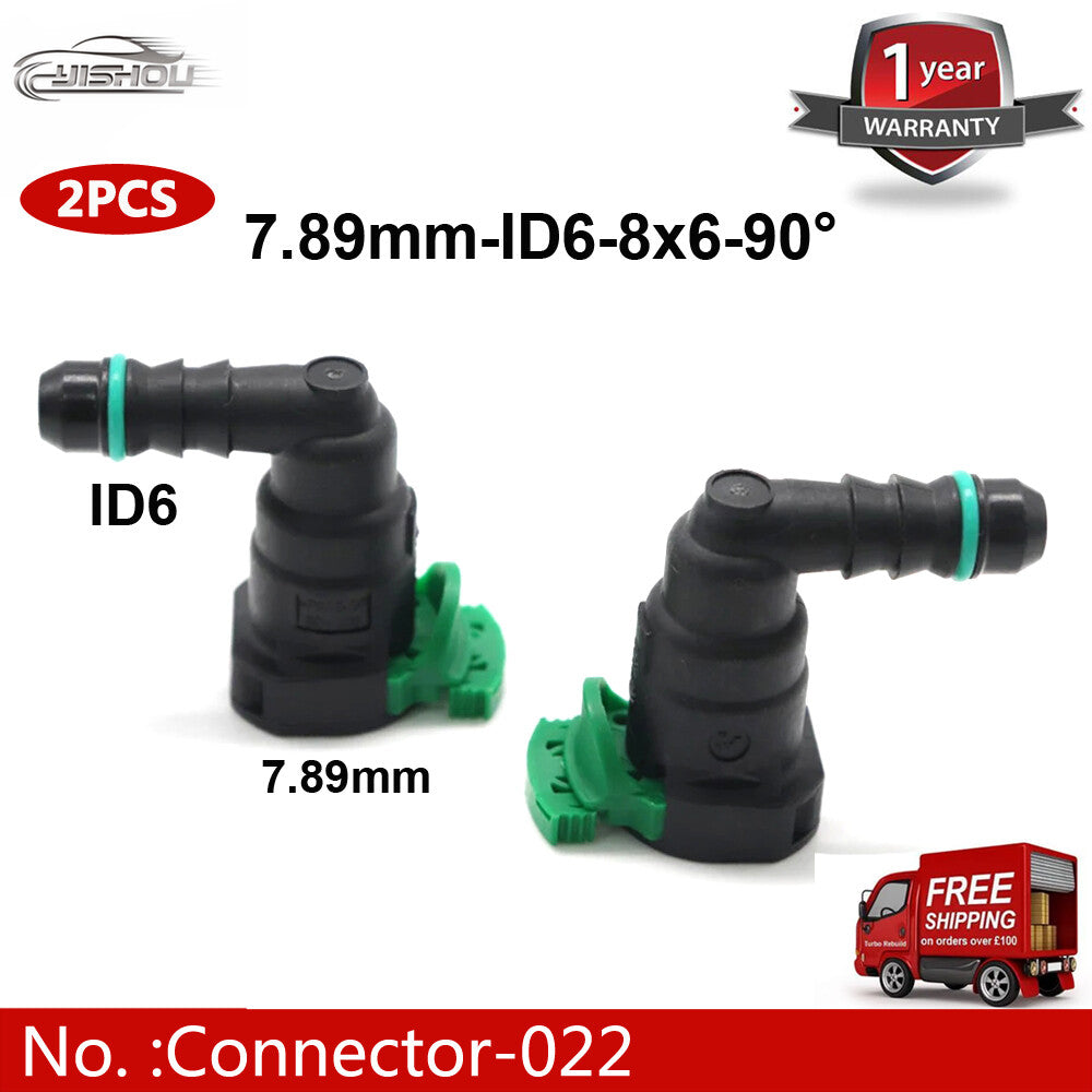 2-pack/Bulk Fuel Line Hose Quick Release Female Connector 7.89mm ID6 8x6 90¡ã