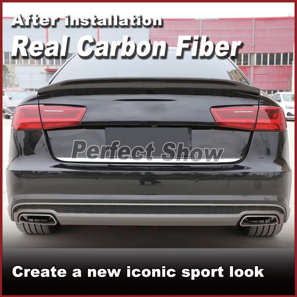 Fit for Audi A6 S6 C7 Sedan 12-18 REAL Carbon Fiber Rear Trunk Spoiler Wing Lip
