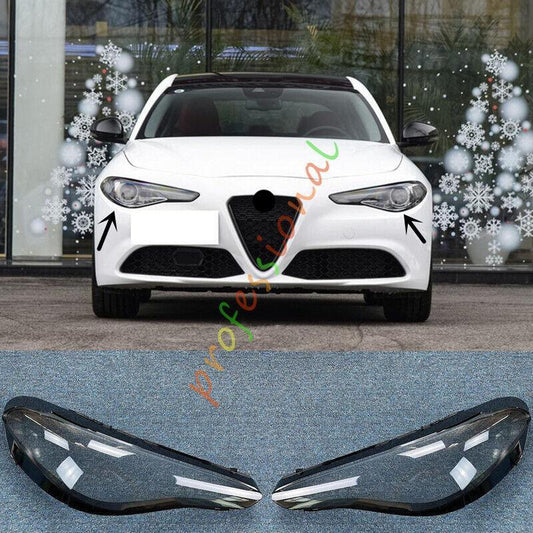 for Alfa Romeo Giulia 2017-2023 Both Side Headlight Clear Lens Cover + Sealant